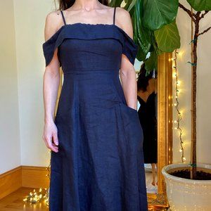 Reformation Jaclyn off shoulder dress BLACK size 0